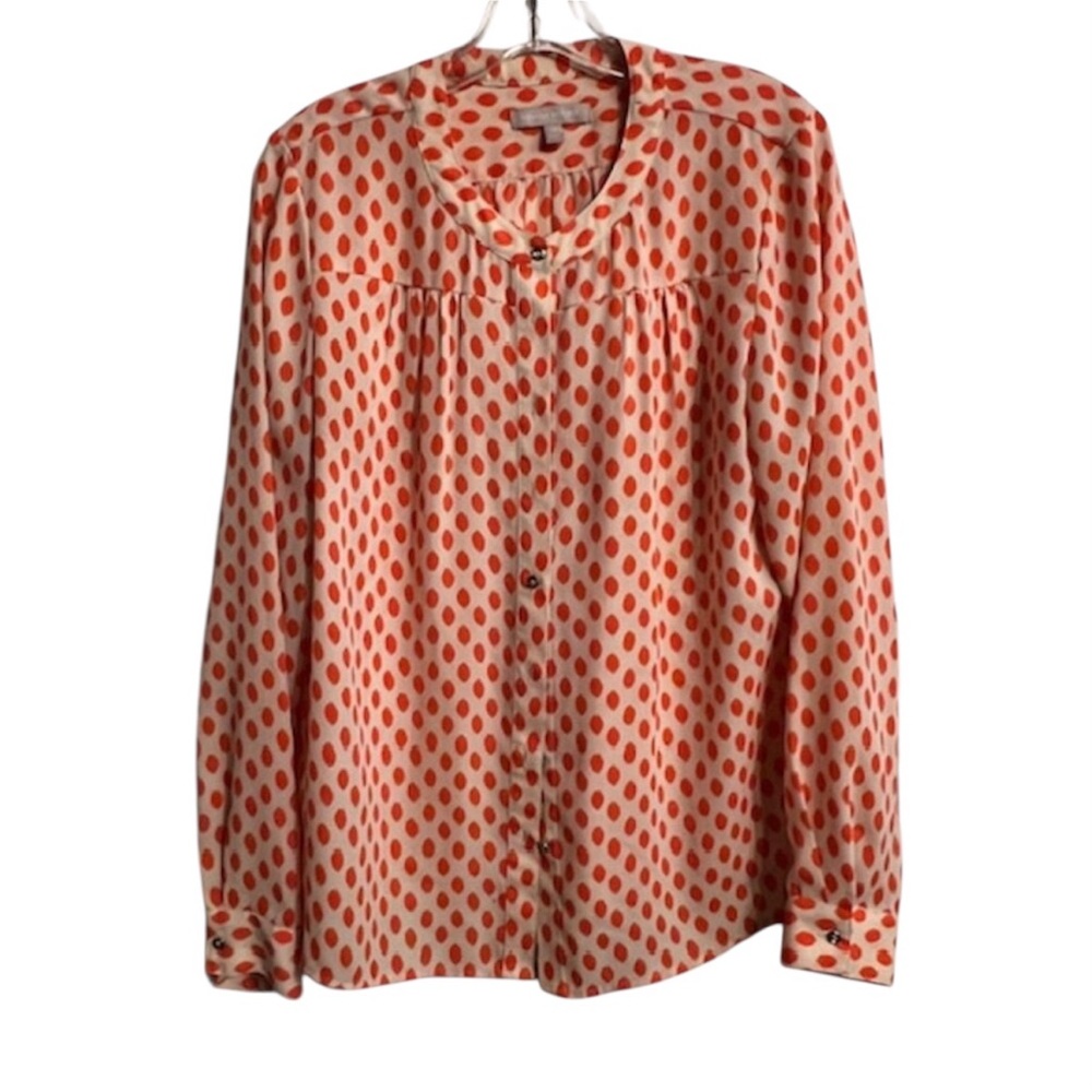Banana Republic Polka Dot Button-Down Orange Blouse – Size Medium